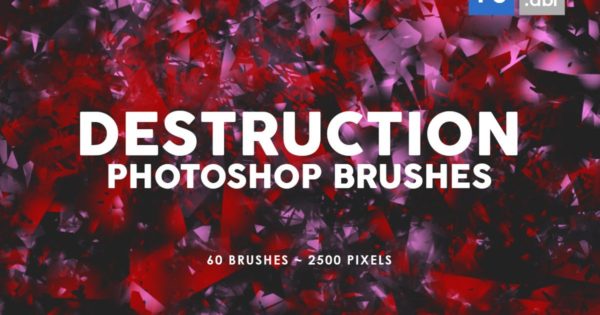 60个玻璃碎片效果纹理PS印章笔刷 60 Destruction Photoshop Stamp Brushes
