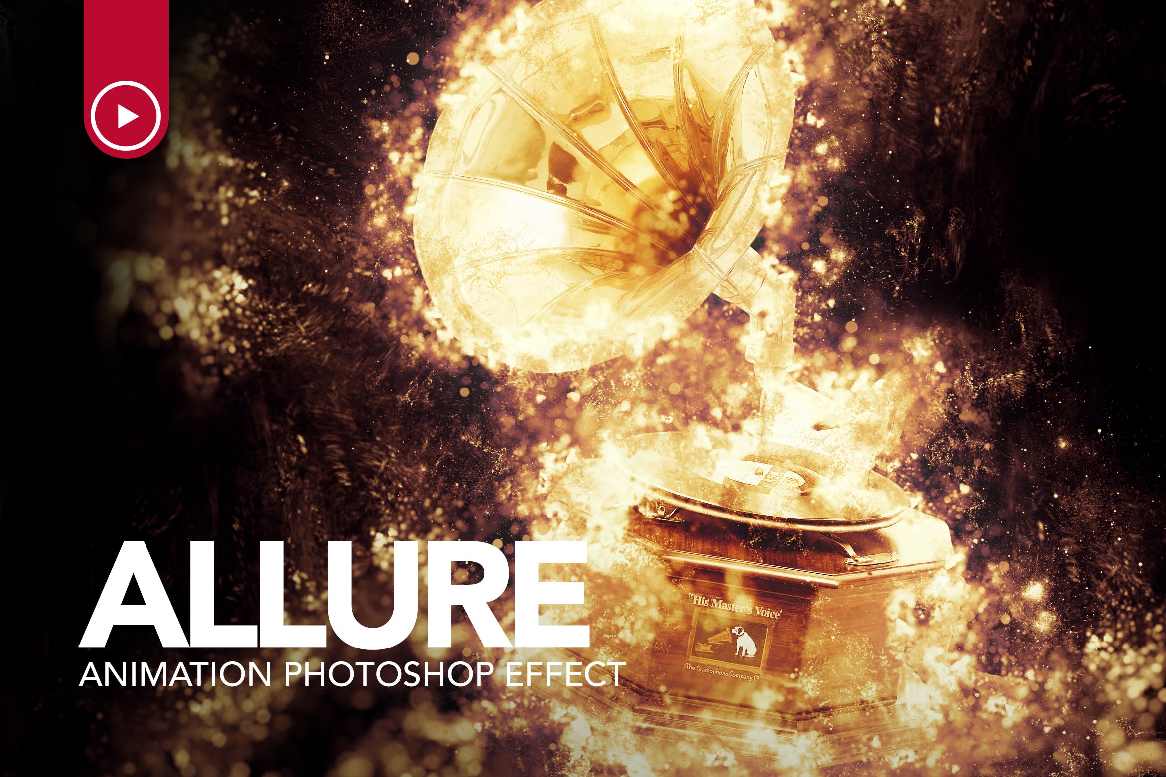 炫酷华丽金色粒子背景人物摄影Gif动画特效PS动作 Gif Animated Allure Photoshop Action插图