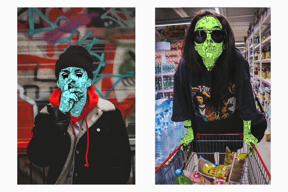 Instagram&Tumblr社交图片Grime艺术风格素材库精选PS动作 Animated Zombie Grime Art Photoshop Action插图(4)