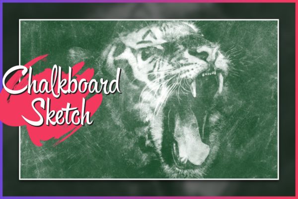 黑板粉笔素描艺术效果素材库精选PS动作 Chalkboard CS4+ Photoshop Action