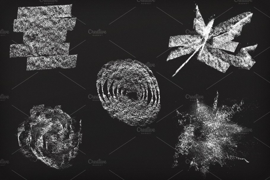 艺术黑板画粉笔画PS笔刷 Artistic Chalk Brush Pack 1插图(4)