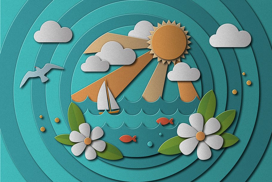 3D剪纸艺术效果图层样式 PaperCraft Photoshop Effects插图(1)