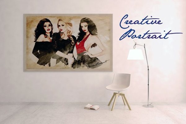 创意肖像绘画效果PS动作 Creative Portrait PSD Template