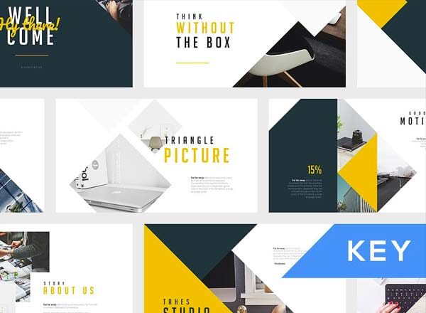 素材库下午茶：新锐几何图形排版的PPT模版下载[key,pptx]