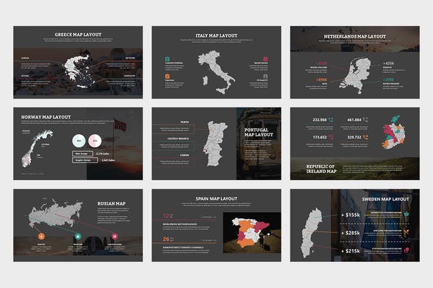 欧洲地区矢量地图PPT幻灯片模板素材 Eurove : Europe Region Vector Map Powerpoint插图(5)