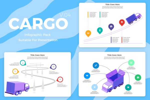 物流服务企业货车运输概念插画信息图表矢量素材v4 Cargo v4 – Infographic