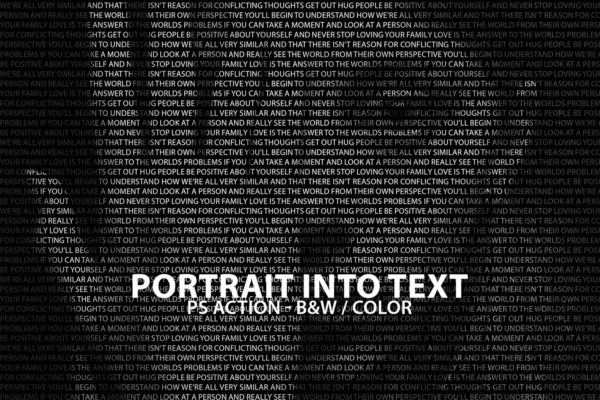 人像摄影转数字文字特效一键生成PS动作 Portrait Into Text Photoshop Action