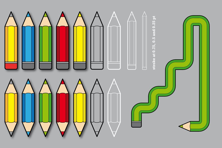 铅笔图案AI笔刷 Pencil Pattern Brushes插图(1)