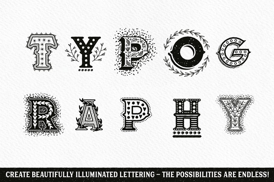 签字笔绘画装饰设计工具包 Fineliner Type Decorator’s Tool Kit插图(2)