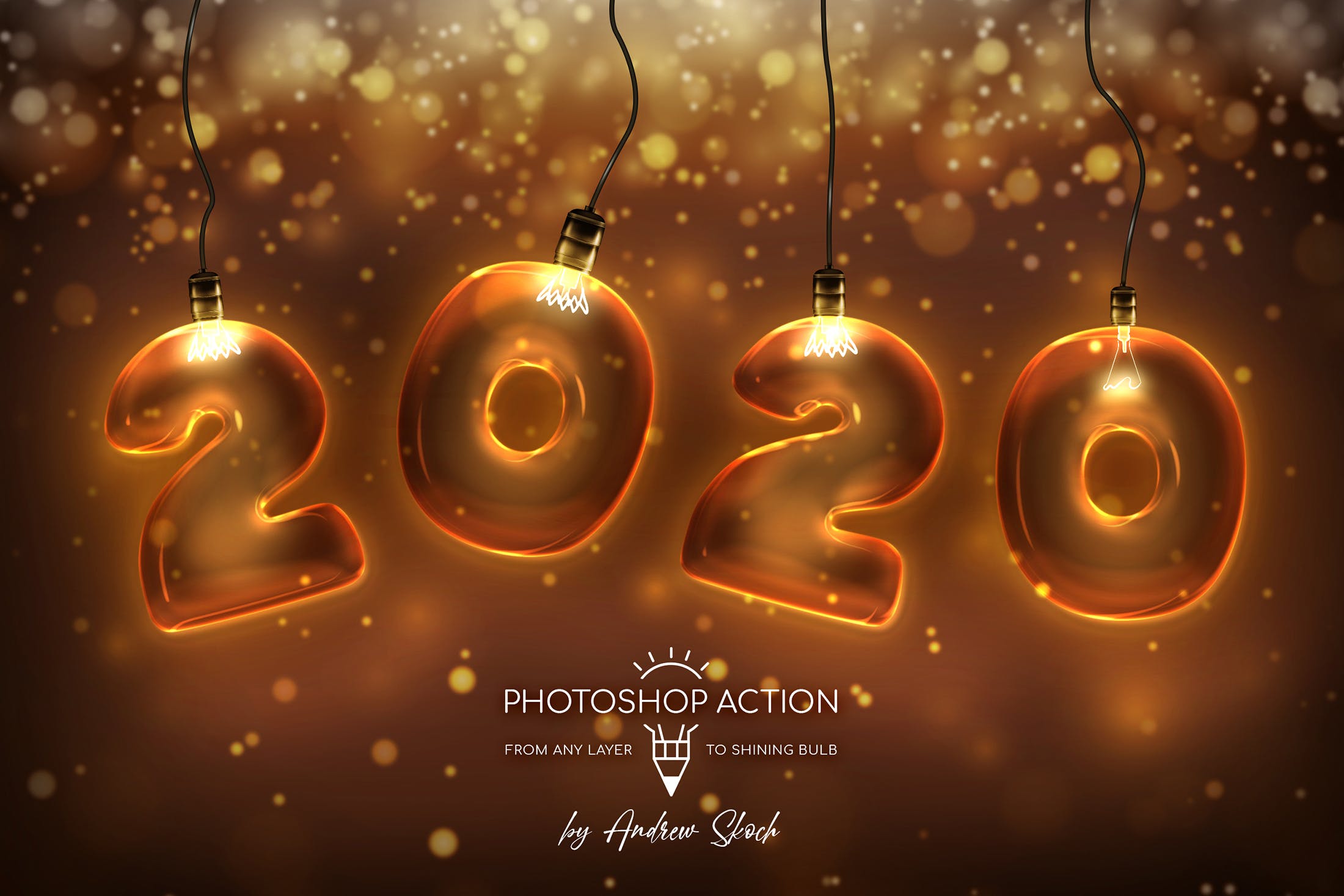 发光灯泡英文字母文字特效素材库精选PS动作 Light Bulb – Photoshop Action插图(2)