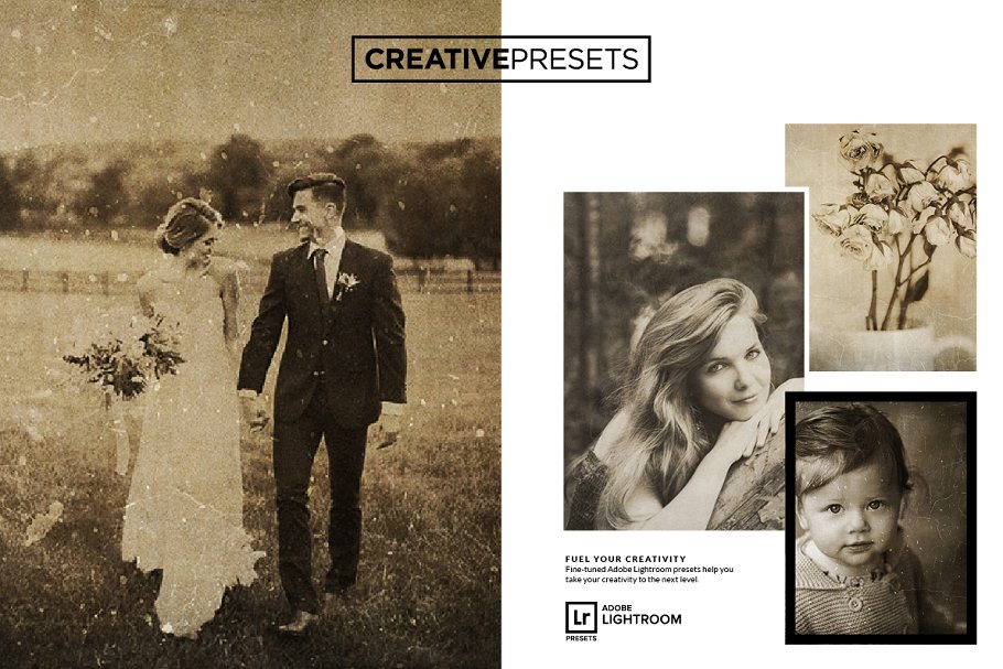 20种复古黑白老照片效果Lightroom预设 Wet Plate Lightroom Presets+Overlay插图(1)