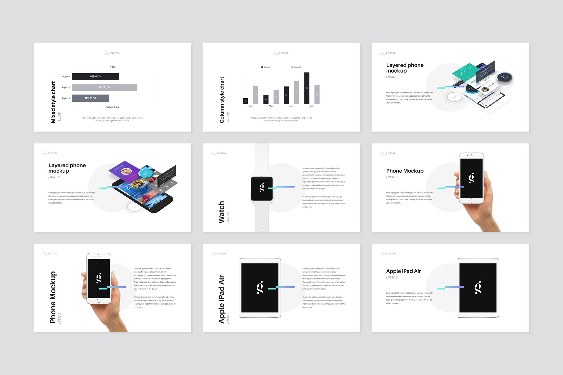 120+ 页时尚大方 Keynote 幻灯片模板 PORTAL Keynote Presentation Template插图(11)