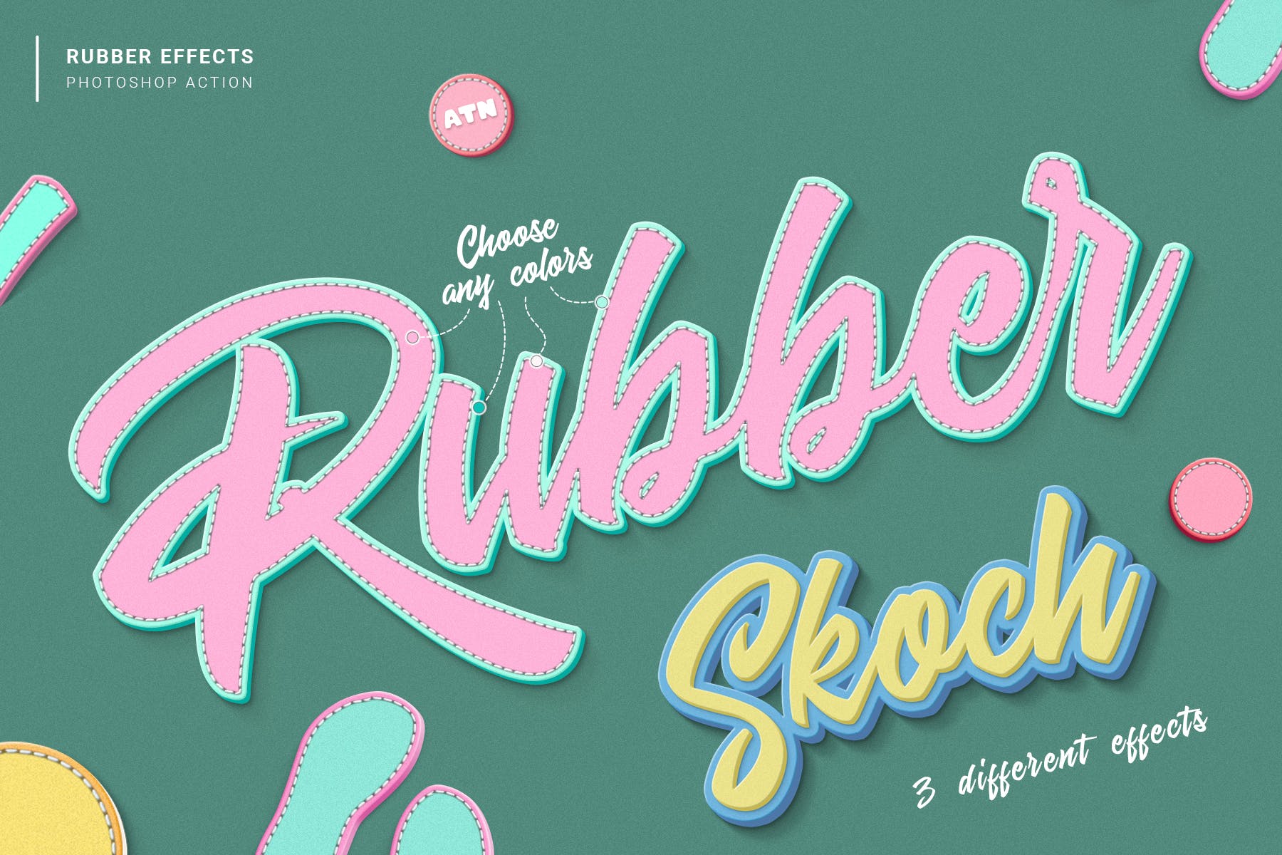 橡胶字体特效Photoshop动作 Rubber Photoshop Action插图