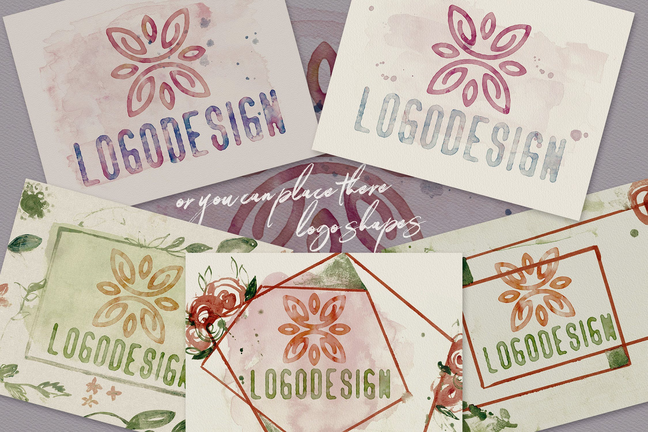 5款添加水彩文字效果PSD分层模板 5 Watercolor Text or Shape Effect Templates插图(2)