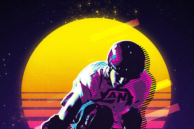 复古80‘s年代海报设计风格PS动作 80’s Retro Poster Photoshop Action插图(1)