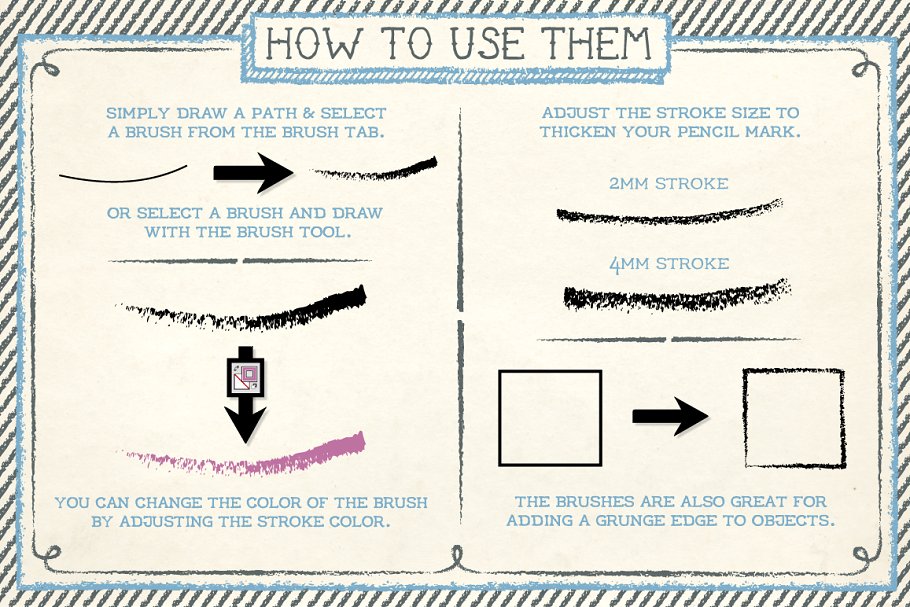 各种铅笔笔画AI笔刷 Pencil Brushes插图(3)