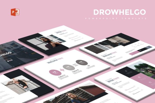 多配色方案企业商务风格PPT模板设计 Drowhelgo – Powerpoint Template