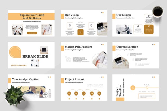 初创项目路演Google幻灯片演示模板 Ventura – Startup Google Slides Presentation插图(2)