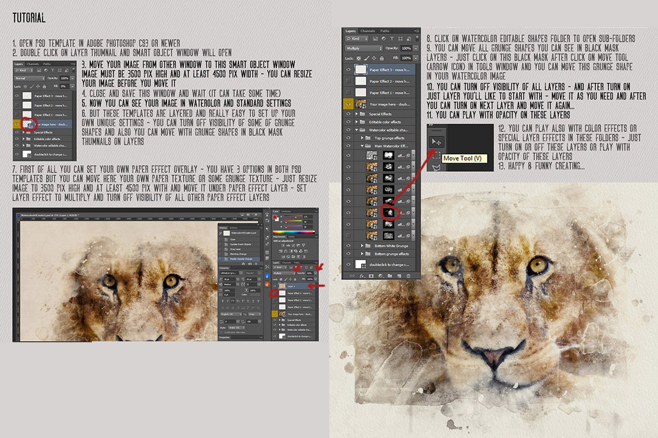 超级水彩画创作生成PS水彩效果PSD分层模板3 The Ultimate Watercolor Creator 3插图(6)
