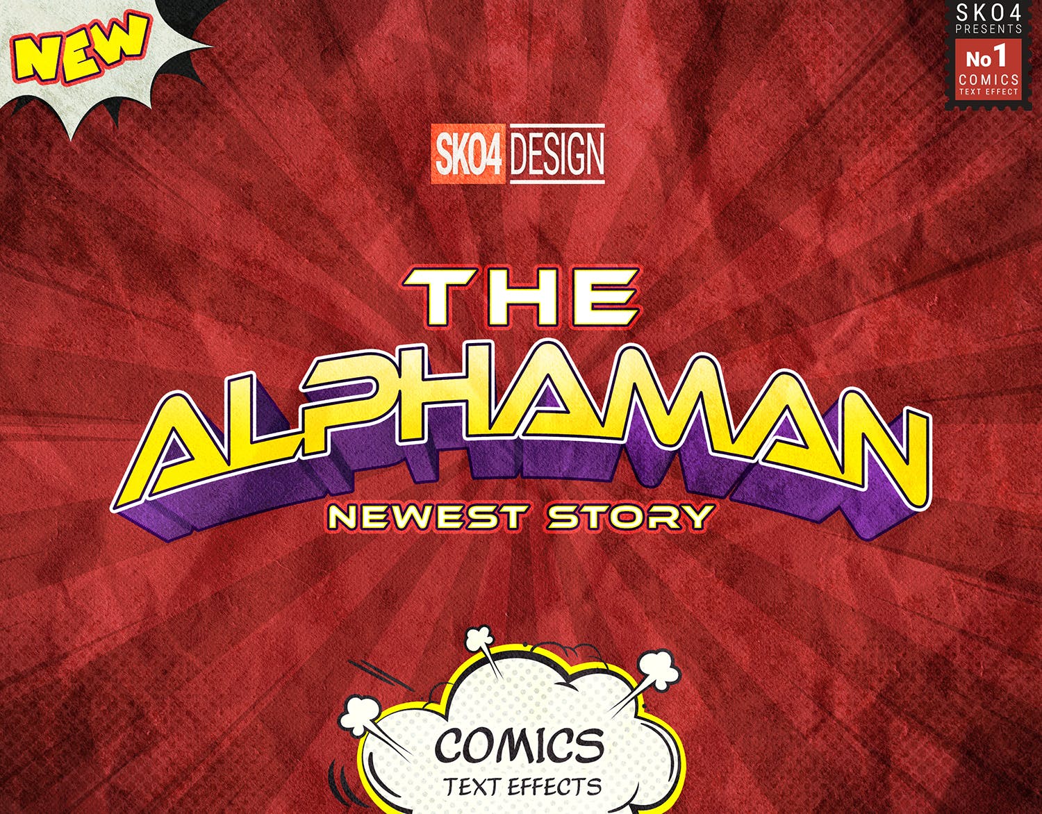 3D复古动漫卡通封面字体设计样式PSD图层样式 Comics Text Effects插图(3)