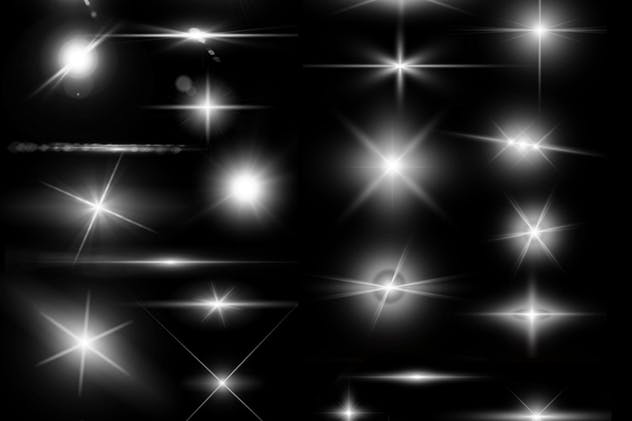镜头眩光&星光效果PS笔刷 Lens Flare & Stars Photoshop Brushes插图(2)