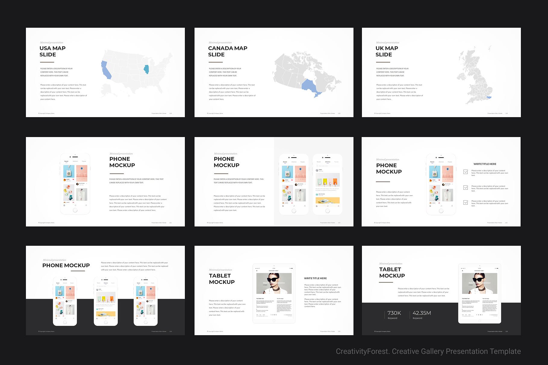 创意极简的投资组合PPT模板下载 Creative Gallery PowerPoint Template [pptx,otf]插图(14)