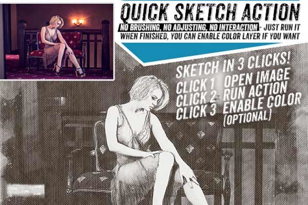 一款速写效果的PS动作下载 Quick Sketch Fast and Reliable Photoshop Action
