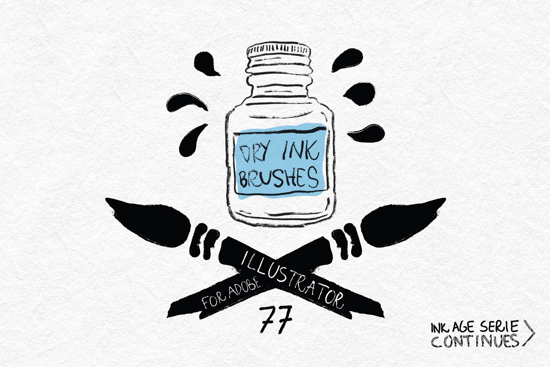 干油墨笔迹笔触AI笔刷 Dry Ink Brushes插图