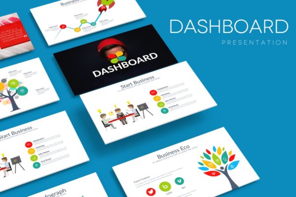 创意项目计划书演示PPT幻灯片模板 DASHBOARD Powerpoint Template