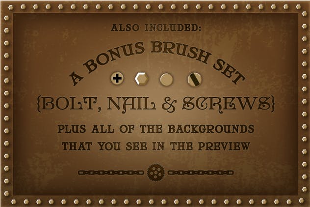 蒸汽朋克艺术风格PS字体样式 Steam Punk Text Styles, Brushes and Backgrounds插图(3)