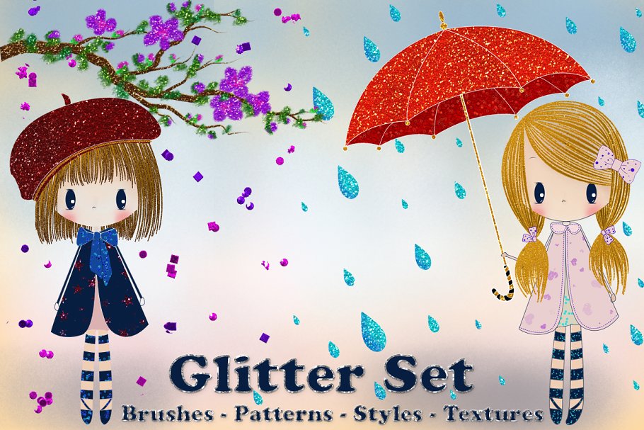 超级闪粉纹理&笔刷合集 Glitter Set for Photoshop插图