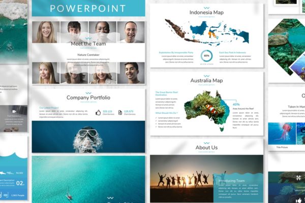 海岛海洋旅游代理公司介绍PPT幻灯片模板 Mare – Ocean Powerpoint Template