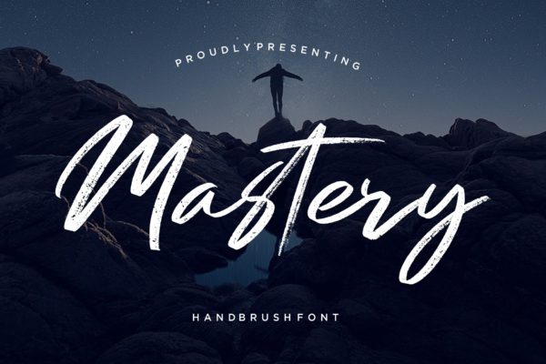 豪迈硬朗英文笔刷草书字体下载 Mastery Hand Brush