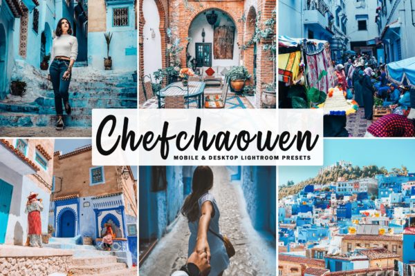 天蓝色调/褪色增强日落照片后期处理素材库精选LR预设 Chefchaouen Mobile &amp; Desktop Lightroom Presets
