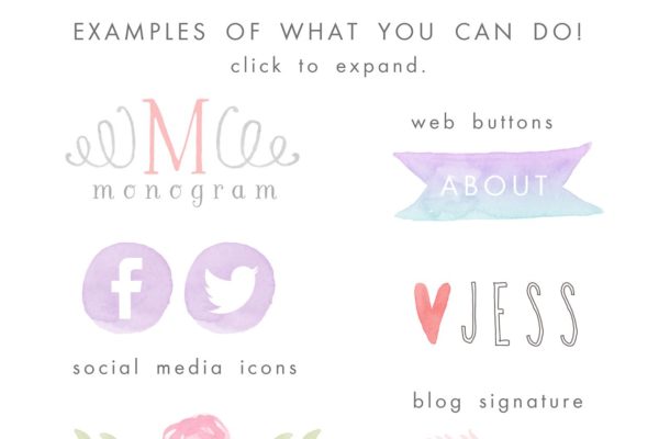 水彩图形图案PS笔刷 Watercolor Brushes for Photoshop