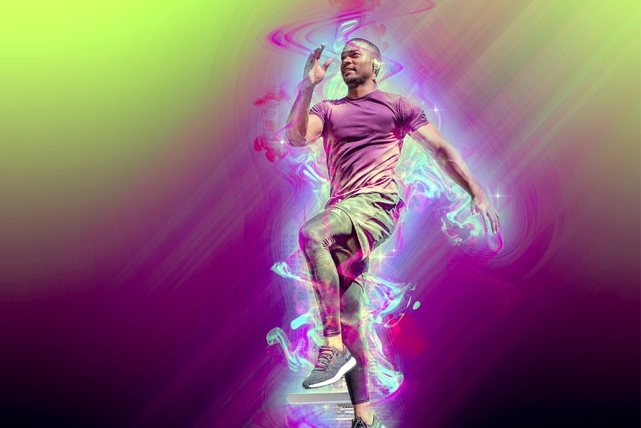运动能量彩墨特效Photoshop动作 Energy Photoshop Action插图(4)