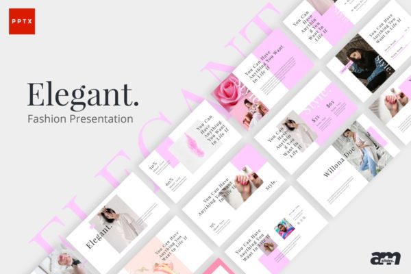 女性时尚主题电子商务PPT幻灯片模板 Elegant Fashion Powerpoint