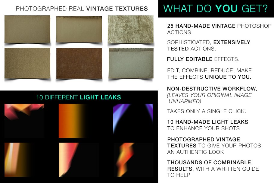 25款复古纹理特效及漏光光效PS动作效果分享插图(4)