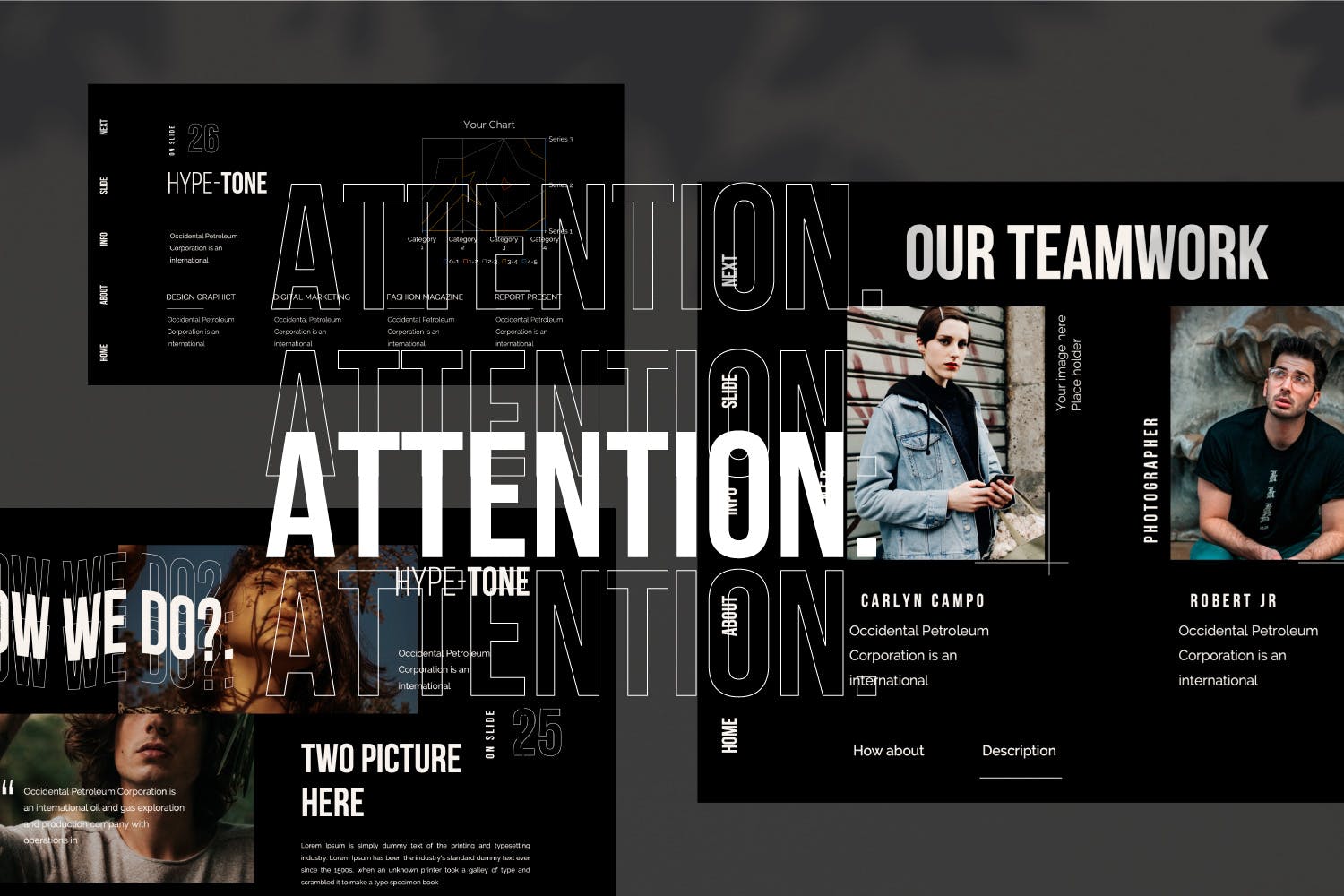 潮时尚酷黑背景Keynote幻灯片模板下载 Hypetone – Keynote插图(4)