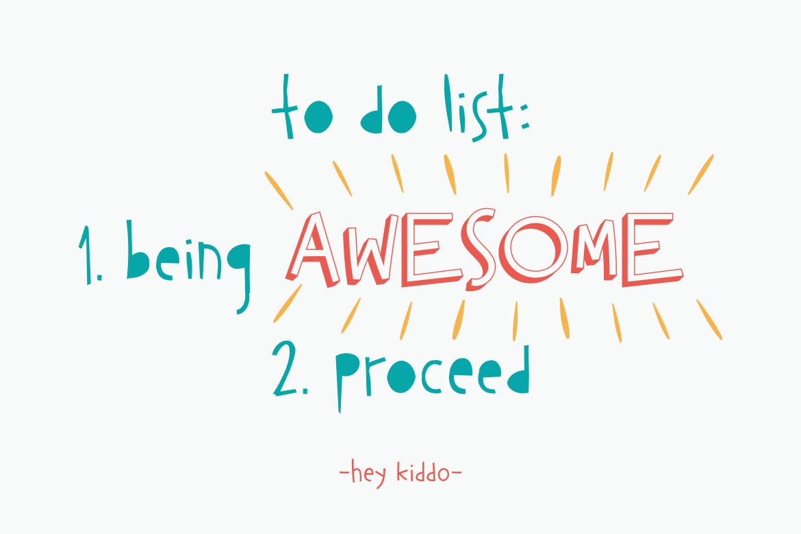 可爱仿小孩铅笔手写英文无衬线字体 Hey Kiddo – Children Font插图(3)