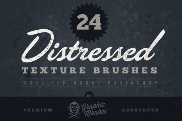 24款仿旧做旧效果纹理图层PS笔刷 24 Distressed Texture Brushes