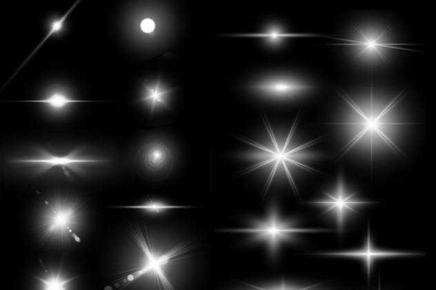 镜头眩光&星光效果PS笔刷 Lens Flare & Stars Photoshop Brushes插图(1)