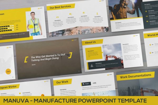 建筑基建行业PPT幻灯片模板 Manuva – Manufacture Powerpoint Template