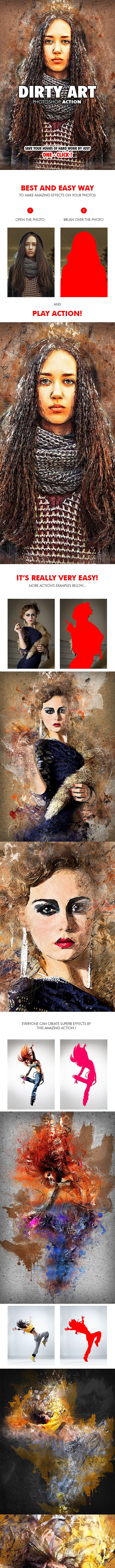 肮脏水彩艺术效果的PS动作预设 Dirty Art Photoshop Action插图