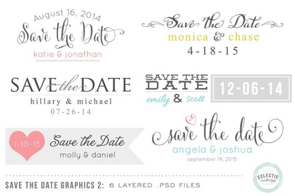 预留时间设计图层模板 Save the Date Overlays Layered