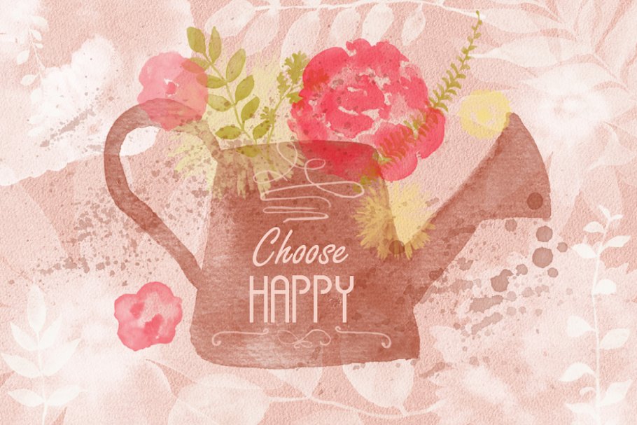 水彩花卉印章PS笔刷 Floral Watercolor PS Stamp Brushes插图(10)