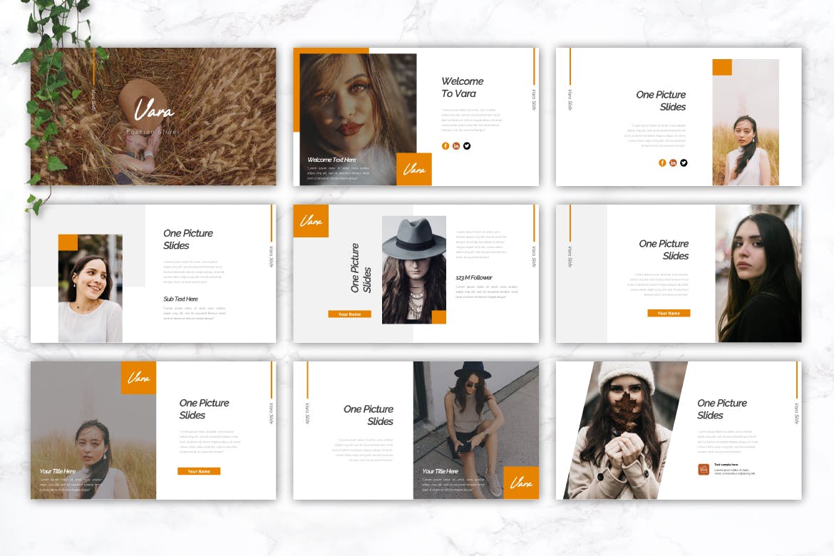 清新时尚好看的PPT幻灯片模板下载 VARA – Fashion Powerpoint Template插图(1)