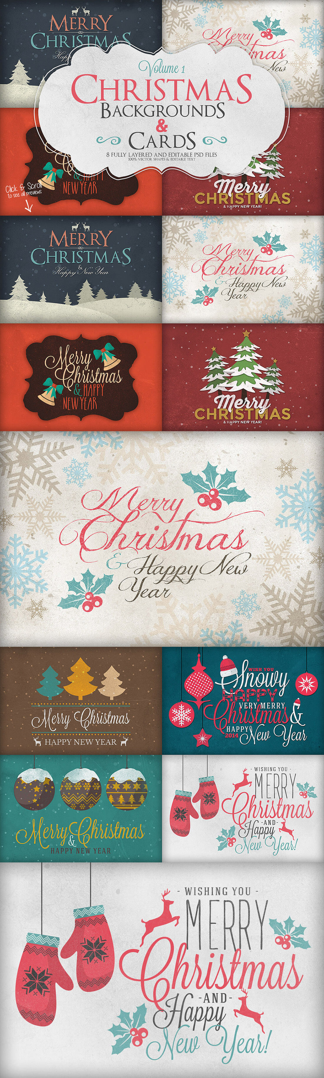 圣诞特典:400+圣诞主题设计素材包 Christmas Bundle 2016(2.35GB, AI, EPS, PSD 格式)插图(4)