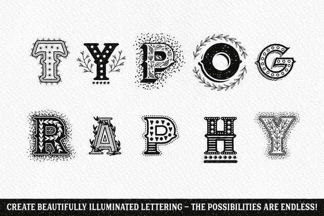 字体文本手绘装饰元素AI设计工具套件 Fineliner Type Decorator’s Tool Kit插图(3)
