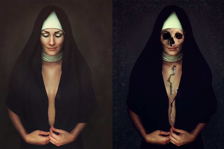 人像转恐怖骷髅头特效PS动作 Skull Face Ps Action插图(3)